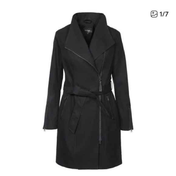 Mackage Jackets & Blazers - Mackage Estella Trench Rain Coat black Wide Lapel and Tie Belt zipper pockets